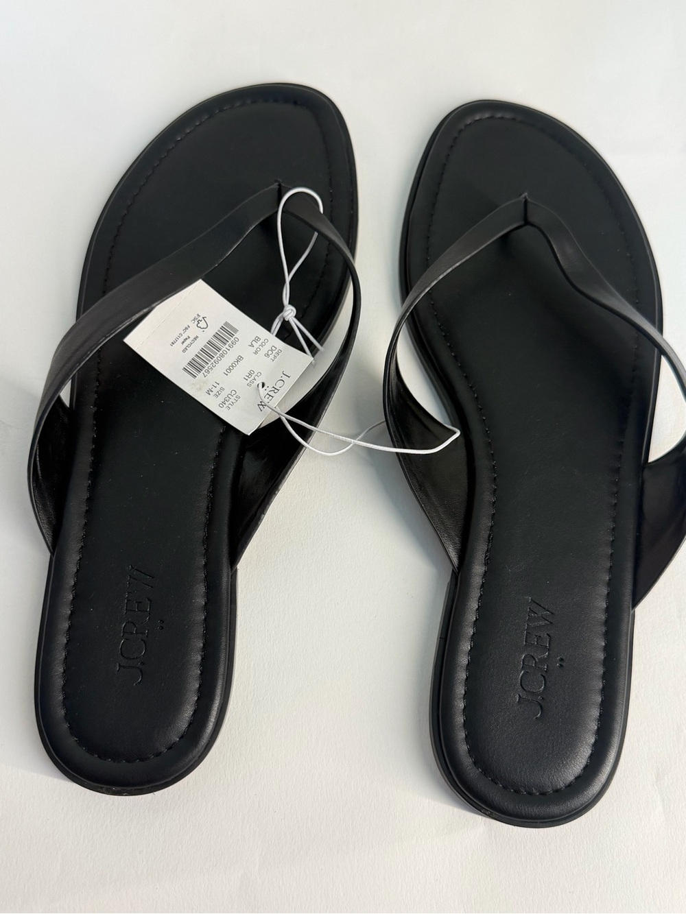 J. Crew Black Minimalist Leather Thong Sandals